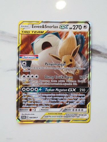 Eevee & Snorlax GX 166/SM-P Pokemon Card Indonesia Promo Indomaret MINT - Picture 2 of 3