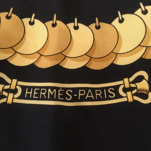 Hermes Scarf Carre 90 Kosmima Space Black Gold Square Scarf Women Near Mint - Picture 11 of 12