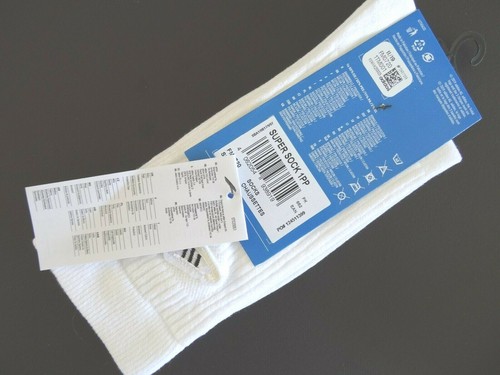 1 PAIR - ADIDAS Thin Ribbed White SUPER SOCKS Cotton CHOOSE SIZE 6-8 / 8-10 ADI4 - Picture 3 of 5