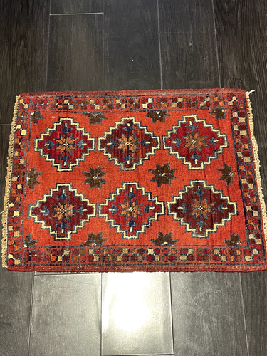 1x2 SUPER TRIBAL GEOMETRIC NATURAL VEGETABLE DYE HANDMADE-KNOTTED WOOL RUG 41 - Picture 2 of 15