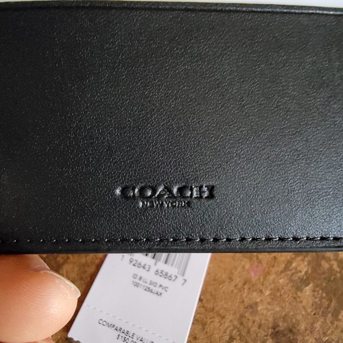 NWT COACH ID Billfold Wallet Card Case Signature Canvas Tan Black Antique F66551 - Picture 5 of 12