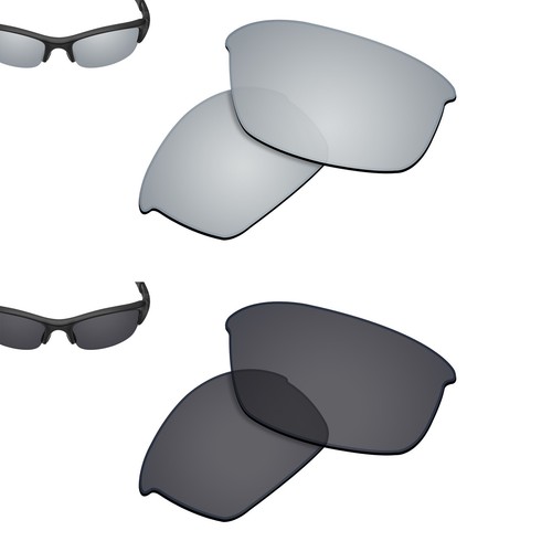 2Pairs Replacement Lenses for Flak Jacket Sunglasses Black&Silver Polarized - Picture 1 of 6