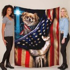 Cute Tibetan Spaniel Dog Patriotic Flag Usa Blanket Christmas Gift Dogs Lover