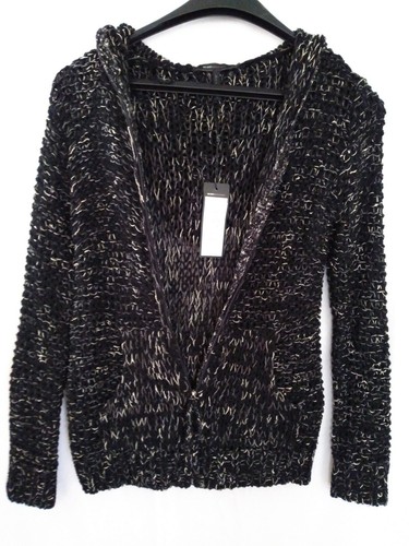 Chaqueta con capucha BCBG Maxazria para mujer negra y blanca marmolada talla S precio de venta sugerido por el fabricante $240 - Imagen 3 de 12