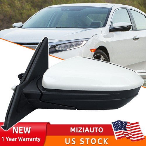 Conjunto de espejo retrovisor lateral izquierdo blanco para Honda Civic 2016-2021 cupé sedán - Imagen 1 de 12