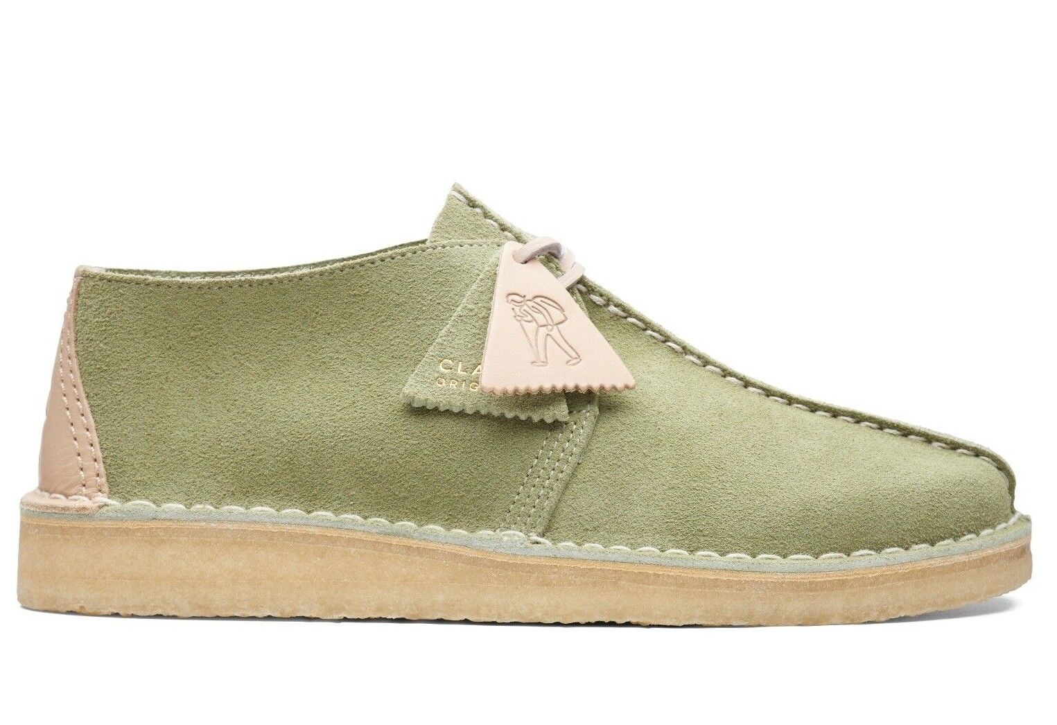 NEW CLARKS ORIGINALS DESERT TREK PALE GREEN SUEDE LEATHER "