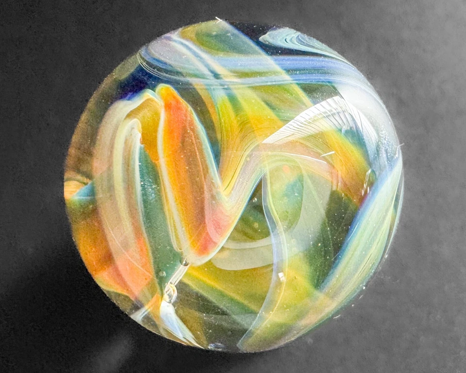 Melissa Doug Ferguson .81" Lampwork Boro Handblown Contemporary Art Glass Marble Foto 3 de 4