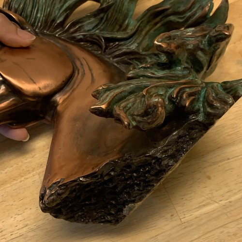 VINTAGE STUNNING DETAIL CAST BRONZE HORSE HEAD BUST SCULPTURE RESIN STATUE - Picture 8 of 24