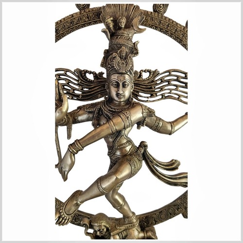 Vintage Lord Shiva Tanz Nataraja massive Bronze Figur Handarbeit Messingkunst - Bild 4 von 12
