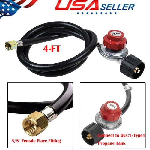 4FT 20PSI Adjustable High Pressure Propane Gas Regulator with Hose BBQ Grill US - Picture 3 of 6