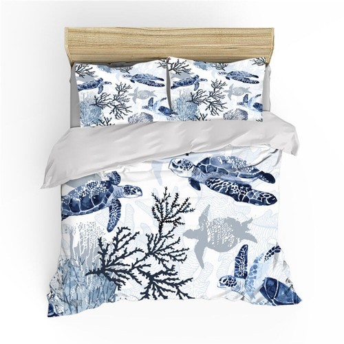 Calibrate Cold Blue Petals 3D Quilt Duvet Doona Cover Set Pillow case Print - Bild 2 von 4