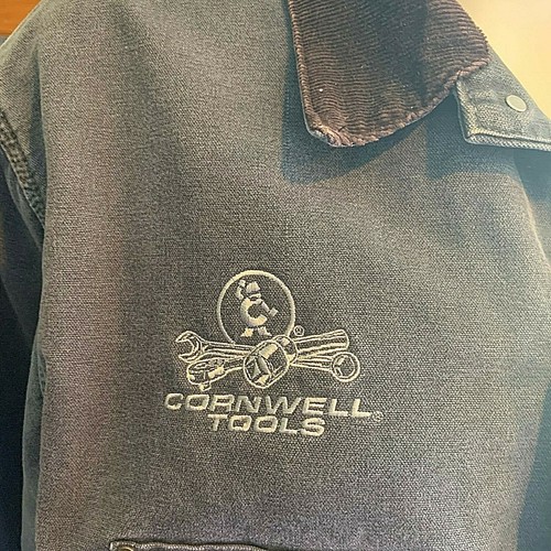 Men's XXL Carhartt Jacket Blanket-Lined Duck Denim Embroidered w Cornwell Tools - Picture 9 of 9