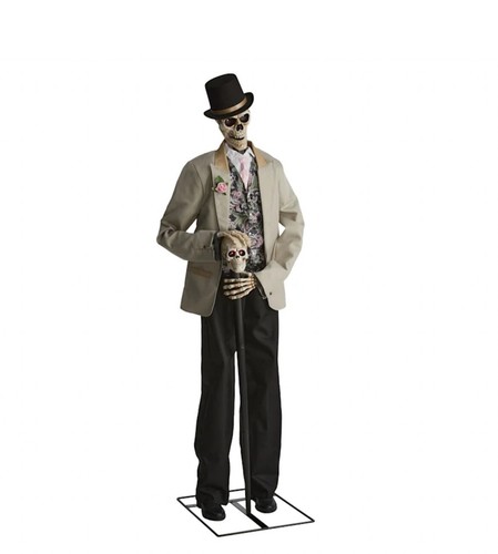 6.5 Foot Animated Animated Dapper Skeleton Halloween Prop (ah) - Picture 7 of 7