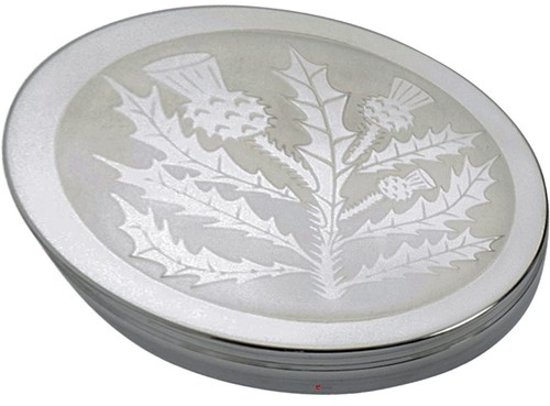 Caja de baratijas de peltre grande de 90 mm con diseño de cardo escocés clásico en tapa - Imagen 2 de 4