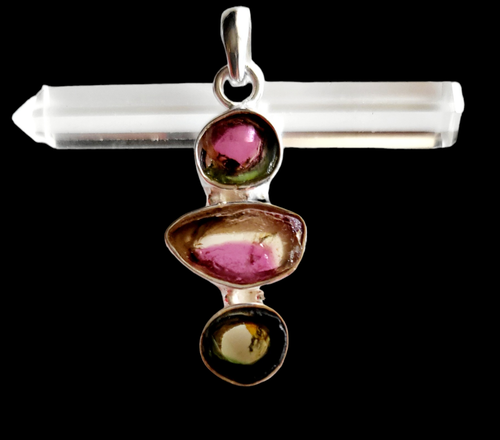 925 Sterling Silver Pendant Natural Multi Watermelon Tourmaline GemstoneGift025 - Picture 11 of 12