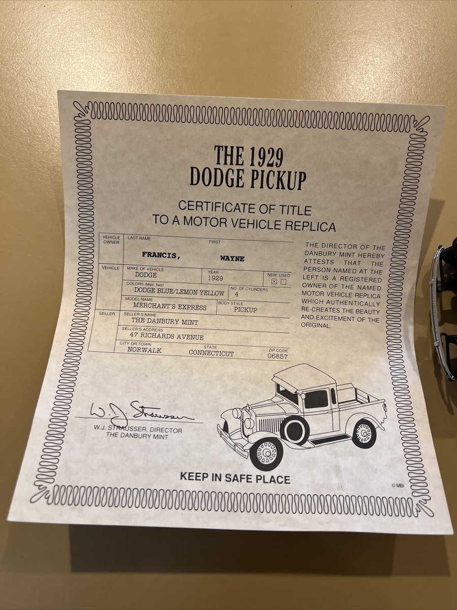 Danbury Mint 1929 Dodge “Merchants Express” Pickup Truck 1