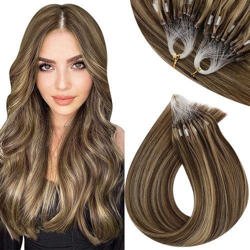 Micro Ring Loop Tip Hair Extensions Real Human Hair Micro Beads Links Remy Hair - Picture 85 of 98