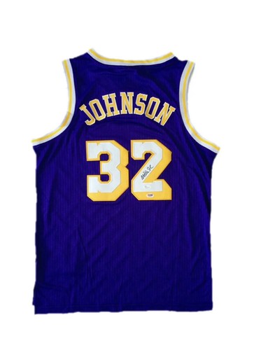 Magic Johnson Signed Los Angeles Lakers (Away Purple) Jersey JSA - Picture 1 of 4