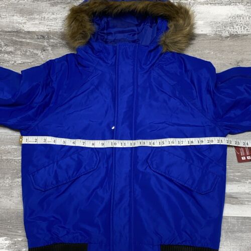 Swiss Tech Youth Jacket Size 14/16 Blue Puffer Winter Faux Fur Hooded Coat - Picture 8 of 11