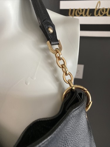 Cuore Pelle Sophia Hobo Black Leather Gold Tone Chain Shoulder Purse Hand Bag - Picture 3 of 7
