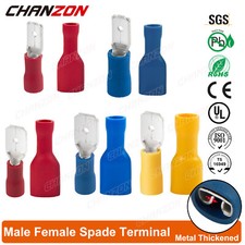 Insulated 4.8mm 6.3mm Female Male Spade Crimp Electrical Wire Connector Terminal