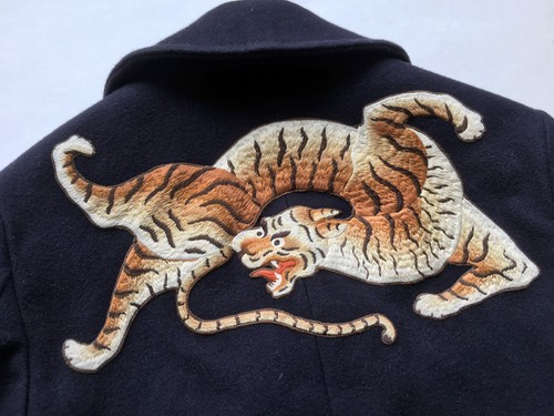 $5500 GUCCI Mens Tiger Silk Embroidered Cruise Pea Coat Wool Navy Size 50, US 42 - Picture 5 of 12