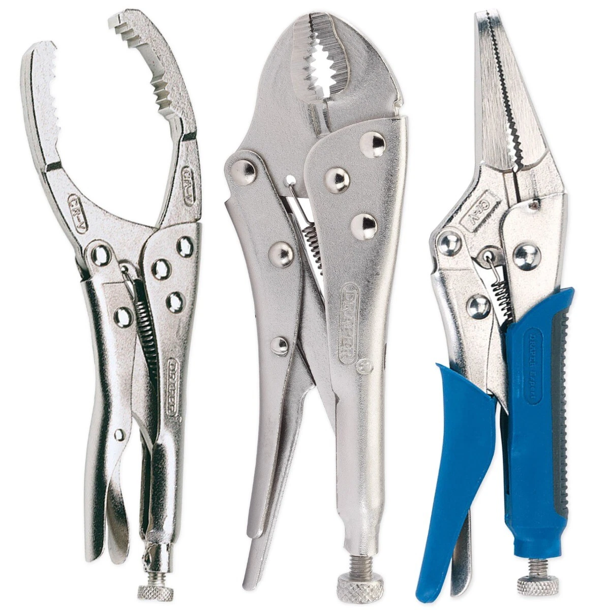 MOLE GRIP PLIERS 140 220mm Adjustable Quick Self Release Curved Long Jaw Wrench