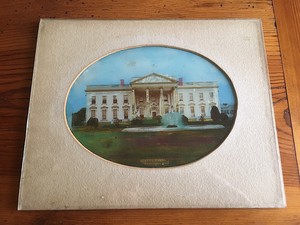 White House Washington D C 1870s Reverse Painting Mica On