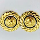 Gold Tone Clip On Earrings Vintage 80s Bird Eagle Anchor Logo