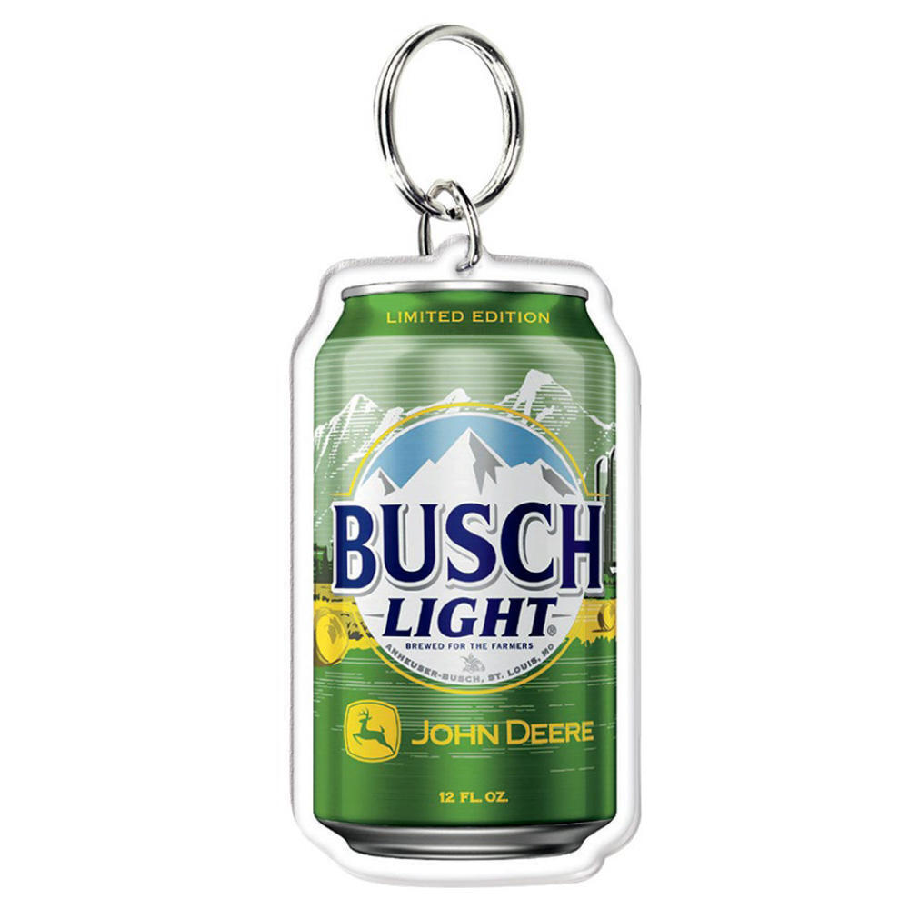 RARE Busch Light Beer John Deere FOR THE FARMERS Keychain Can Cooler Kelly Green