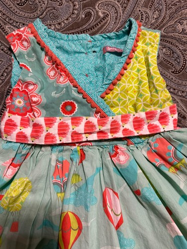 Jelly The Pug Girls Sz 5 Sleeveless Apron Dress Hot Air Balloons & Hedgehogs - Picture 2 of 5