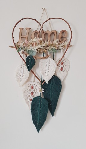 Macrame wall hanging.Leaves.Boho home decor.Gift. Tapestry.Cotton.Wood.35cm×73cm - Picture 7 of 7