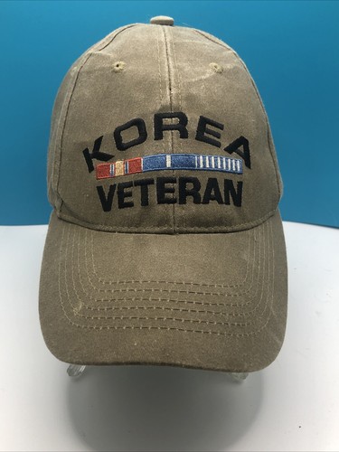 Gorra de veterano de la guerra de Corea ajustable militar de Estados Unidos bronceada/verde con cintas - Imagen 1 de 9