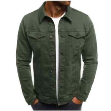 Men  s Premium Faded Denim Cotton Jean Button Up Slim Fit Jacket Retro Slim Fit