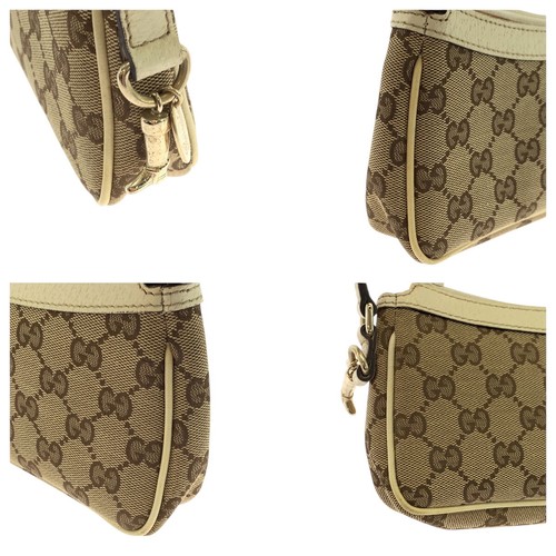 GUCCI 154432 Sac à main pochette accessoire beige ivoire or quincaillerie GG toile économies GG