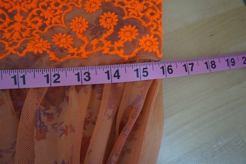 Anthropologie Uncle Frank Embroidered Mesh Overlay Neon Orange Floral Dress Sz S - Foto 5 di 8