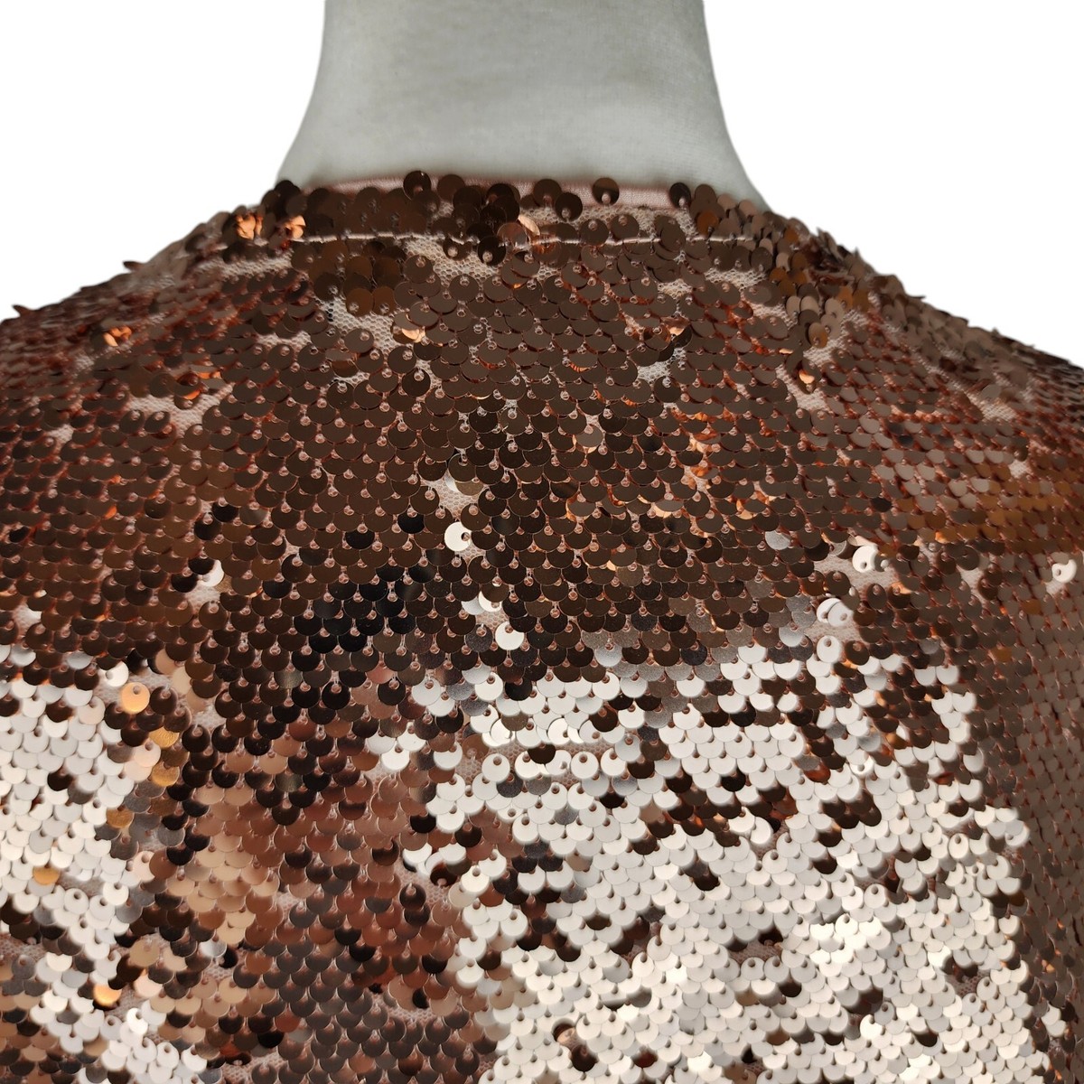 Womens Rose Gold Sequin Long Open Cardigan Size S Duster New Womens Rose Gold Sequin Long Open Cardigan Size S Duster New