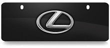 Lexus-License-Plate-OEM-3D-Polished-Chrome-Logo-on-Gloss-Black-Euro