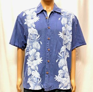 Jamaica-Jaxx-Shirt-Mens-Large-100-Silk-Blue-Floral-Tropical-Aloha