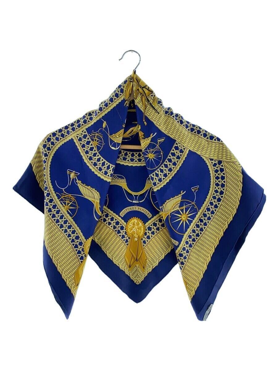 HERMES エルメス　カレ90スカーフ　VOITURES PANIERS HERMES Carre 90 Silk Scarf VOITURES PANIERS Black/Gold Rare