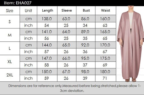 Dubai Open Abaya Women Muslim Maxi Dress Kimono Cardigan Kaftan Robe Gown Caftan - Picture 214 of 228