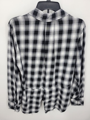 Bella Dahl Top Womens Large Black White Plaid Button Up Boho Casual Pockets - Picture 2 of 8