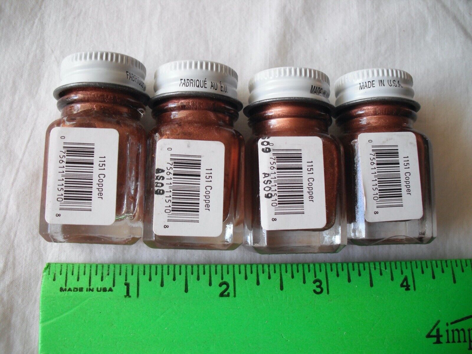 Lot of 4 Testors 1151 Gloss Copper, 1/4 fl oz 7.4ml, Enamel Color Model Paint