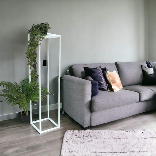 Blumenhocker Metall Weiß Eckig 100 cm Blumenständer Beistelltisch Pflanzenhalter - Bild 6 von 8