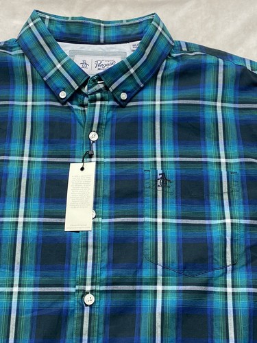 Original Penguin Shirt Mens 2XL XXL Green Plaid Long Sleeve - Picture 3 of 11