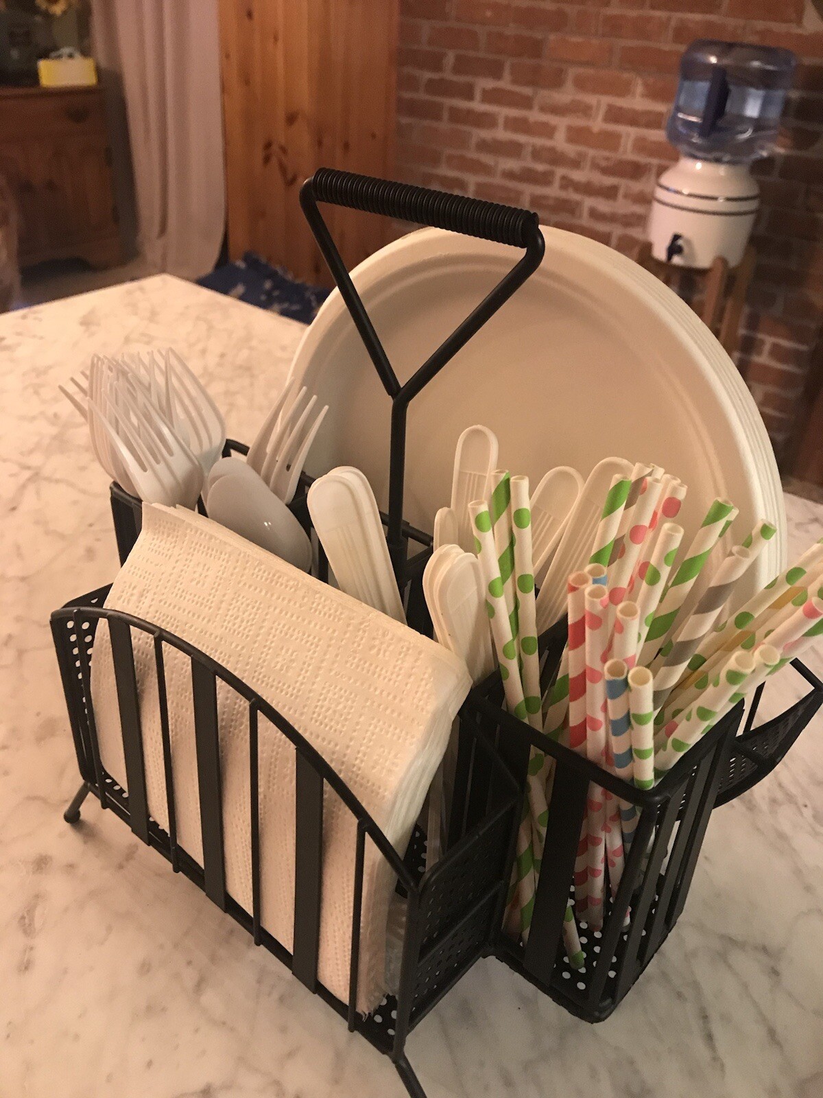 Picnic Plate Napkin Flatware Storage Buffet Caddy Holder Black Heavy FREE SHIP eBay