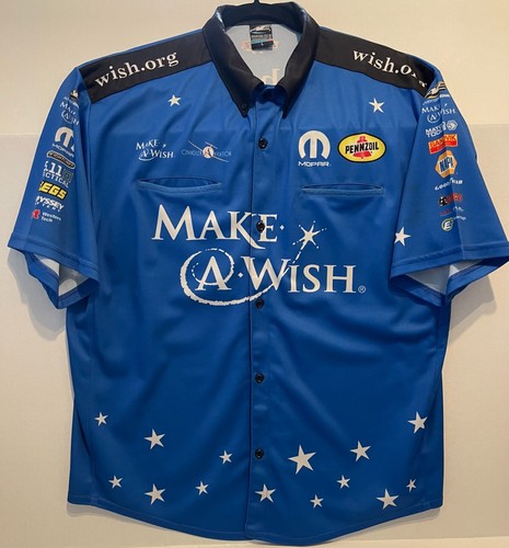 2014 Tommy Johnson JR MAKE A WISH NHRA LUSTIGES AUTO STARTLINIE SHIRT DSR LG