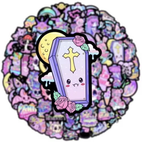 Cute Gothic Stickers 50pk Mixed Pastel Cute Goth Pink Fun Stickers - Picture 5 of 13