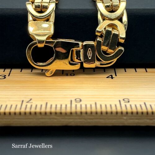 Men's Heavy Byzantine KING 9ct Gold Solid Flat Chain Necklace 68gr 26" 7mm - Picture 16 of 20