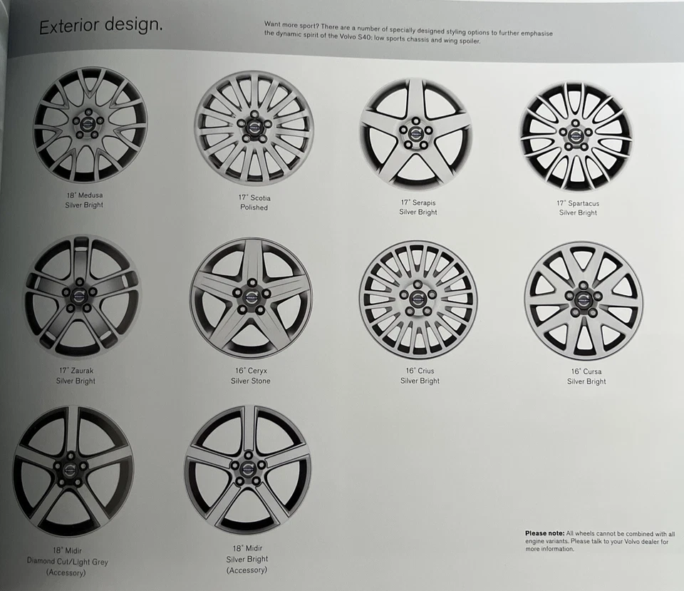 Volvo S40 2008/2009 UK Brochure & Price List T5 D5 2.0D S SE Lux R Design Sport - Image 2 of 4